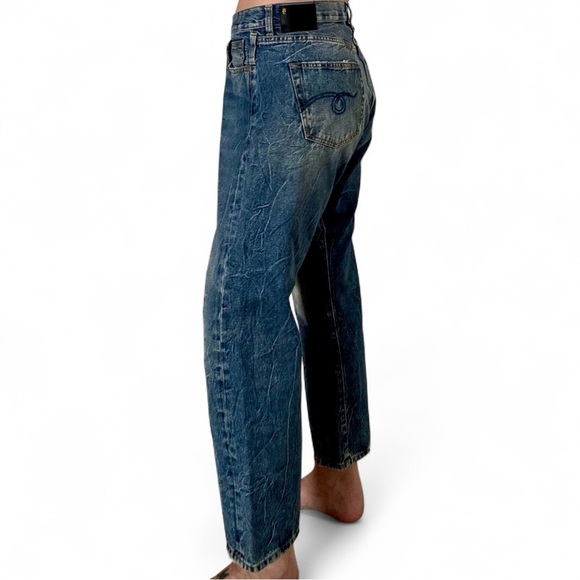 R13 Blue Relaxed Fit Jeans with Vintage Distressing